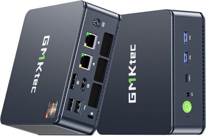 GMKtec M5 Plus Gaming Mini PC Ryzen 7 5825U (Upgraded 5700U), 32GB RAM 1TB SSD Dual NIC LAN 2.5GbE Desktop Computers, Triple 4K Display, WiFi 6E, USB3.2, USB-C, BT 5.2, DP, HDMI 2.0