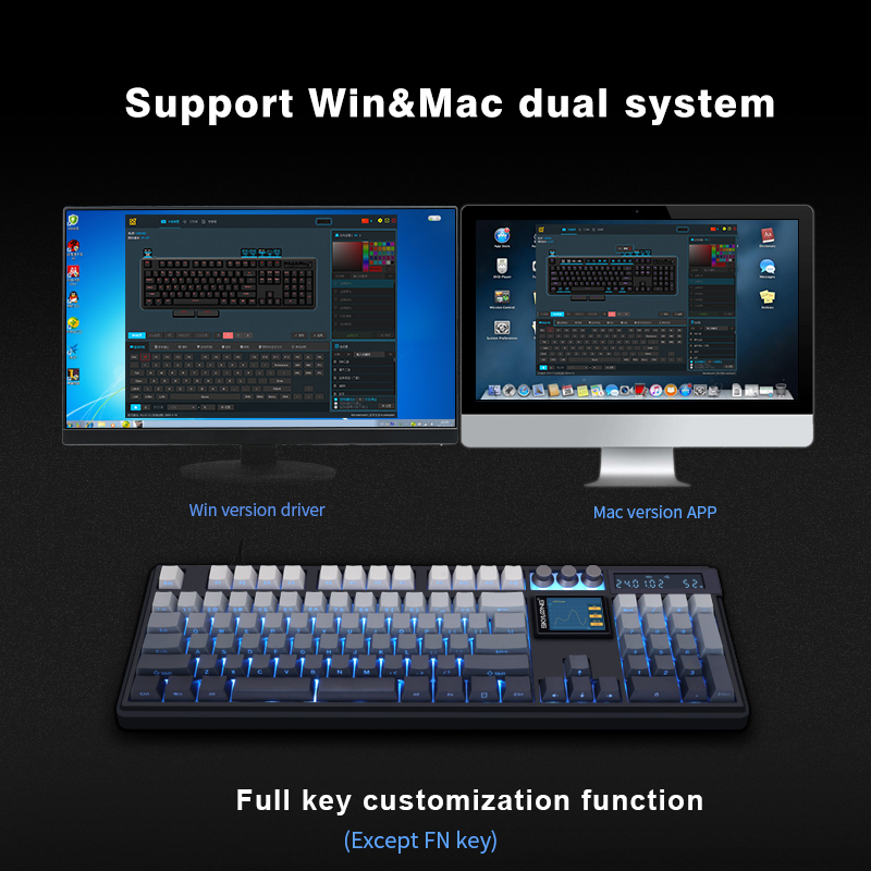 Skyloong GK104 Pro 3.0 Dual-Screen Wireless Mechanical Keyboard, 104-Key Hot-Swappable, Tri-Mode Wired & 2.4G & Bluetooth, 8000mAh Battery, RGB Backlit - Image 3