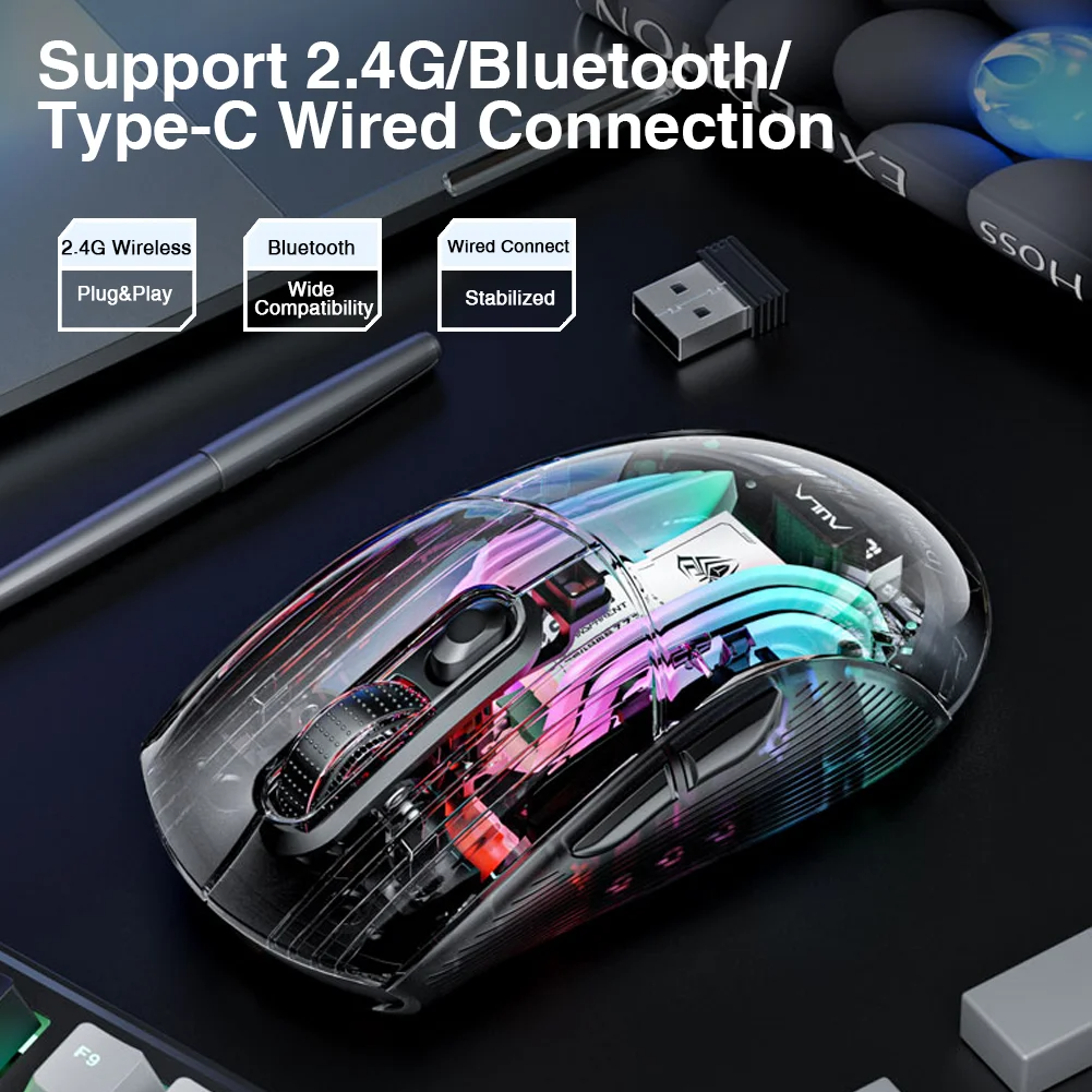 AULA SC630 Tri-Mode Wireless RGB Gaming Mouse Rechargeable Lightweight - Image 2