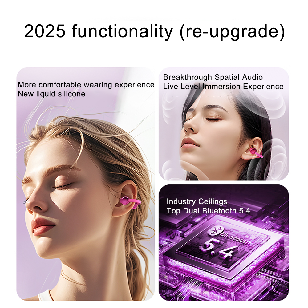 2026 Wireless Ear Clip Headphones Open Ear Bluetooth 5.4 Earbuds with Spatial Audio & AI Bass Compensation - Image 2